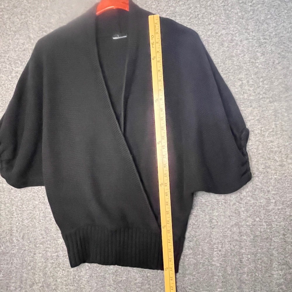 Vtg Moda Intl Black Chunky Knit Sweater Wrap Plunge M 90s Y2K Oversized Grunge - Picture 13 of 16